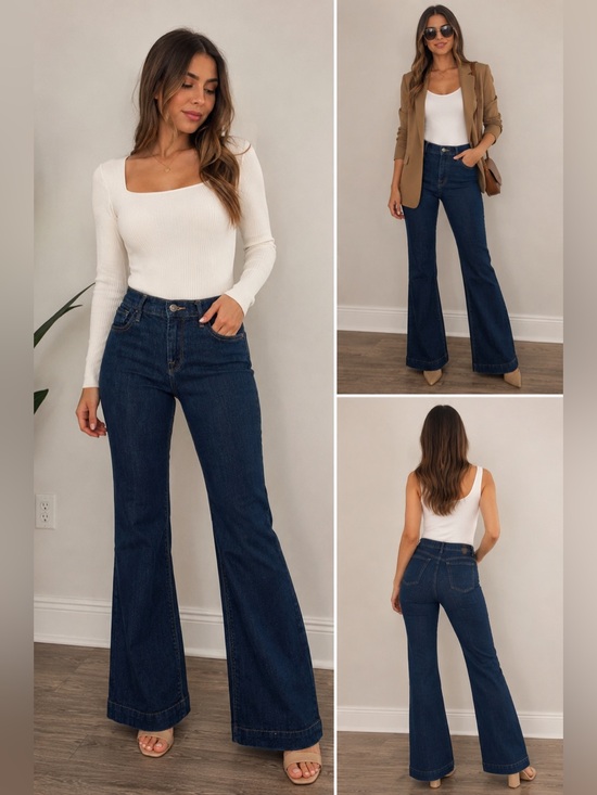 Banana Republic Denim - Banana Republic Dark Blue High-Rise Flare Jeans - Women